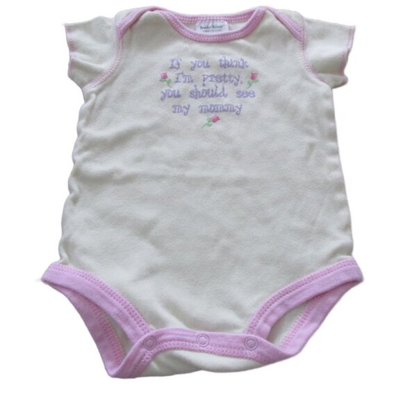 Tender Kisses One Piece Onesie Girl Size 3M Yellow Pink Short Sleeve Pretty Mama - Picture 1 of 4